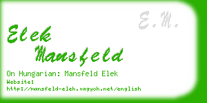 elek mansfeld business card